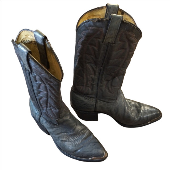 Durango Charcoal Leather Cowboy Boots - Picture 1 of 6